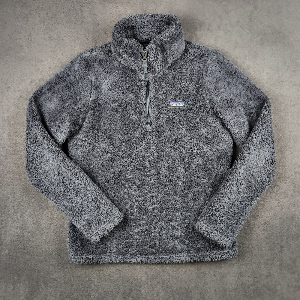 Patagonia Los Gatos 1/4 Zip Fleece Women Medium Grey Smolder Blue Pullover 25235